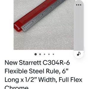 "STARRETT" 6" long 1/2" width chrome  C304R-6 Flex Rule